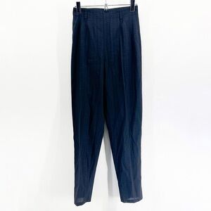 Vintage Jean Paul Gaultier Femme Navy Plaid Gingham High Waisted Sheer Trousers